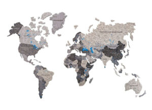 Деревянная карта мира (борнео грей)