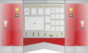 Витрины для кубков со стендом Спортивные достижения