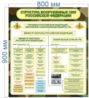 Стенд в школу Структура вооруженных сил РФ, 800х900 мм
