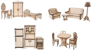 Набор мебели для кукол, фанера (для кукол до 12 см)
