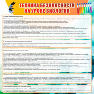 Стенд Техника безопасности на уроках биологии, 0,9х0,9 м