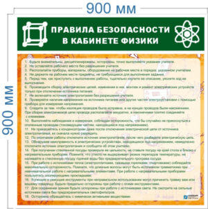 Стенд Правила безопасности в кабинете физики, 0,9х0,9 м