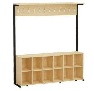 Вешалка напольная односторонняя с полками для обуви на 12 крючков